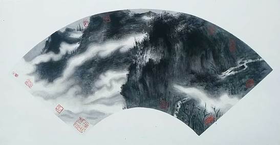 田龙 山水扇面1